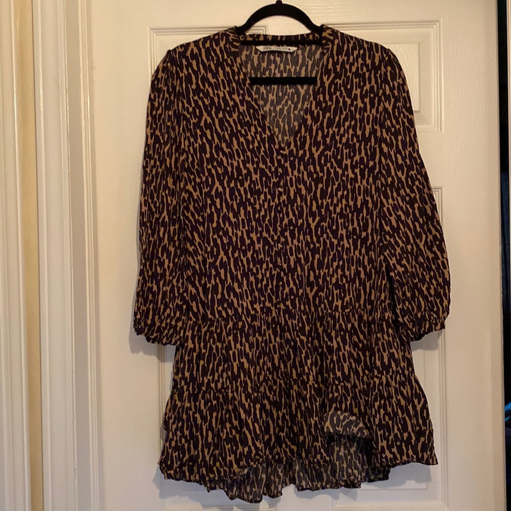 Zara Long sleeve swing dress with abstract print